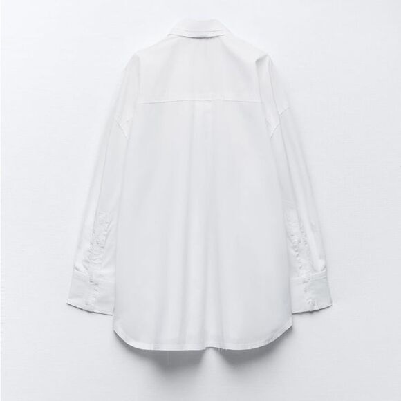 ZARA OVERSIZED POPLIN SHIRT RAW HEM - Picture 3 of 8